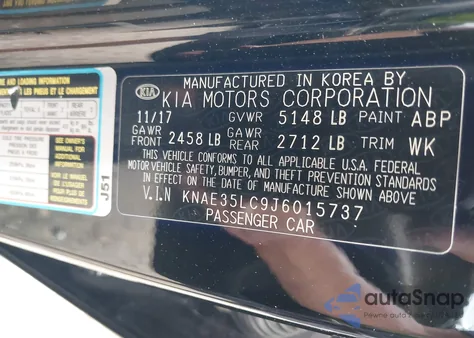 2018 Kia Stinger Gt из США, поврежденный, VIN KNAE35LC9J6015737